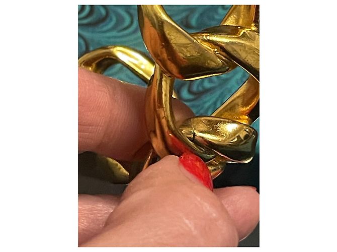 Bracciale Chanel a Manchette con Grandi Maglie Oro D'oro - vista 8