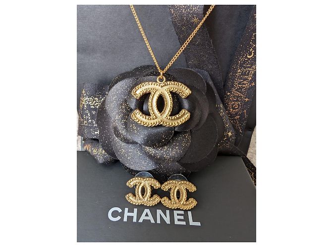 Chanel CC 12P logo XL Scatole per set di orecchini e collane GHW tono giallo - vista 2