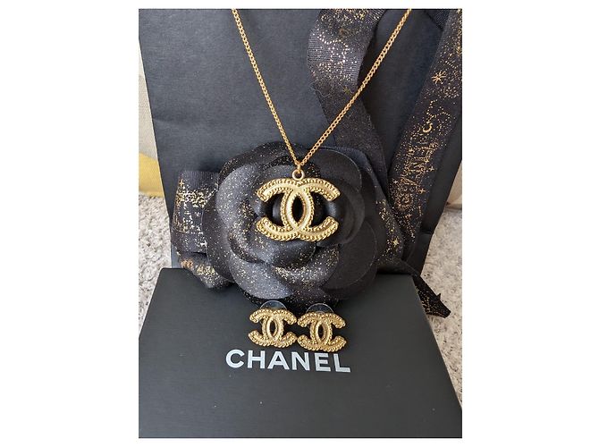 Chanel CC 12P logo XL Scatole per set di orecchini e collane GHW tono giallo - vista 3