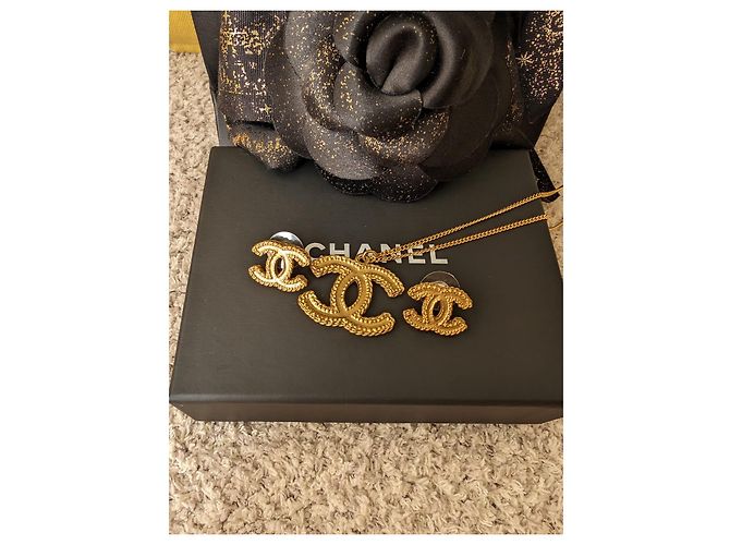 Chanel CC 12P logo XL Scatole per set di orecchini e collane GHW tono giallo - vista 4