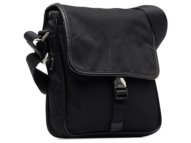 Borsa messenger Prada in tessuto nero con fibbia - vista 2