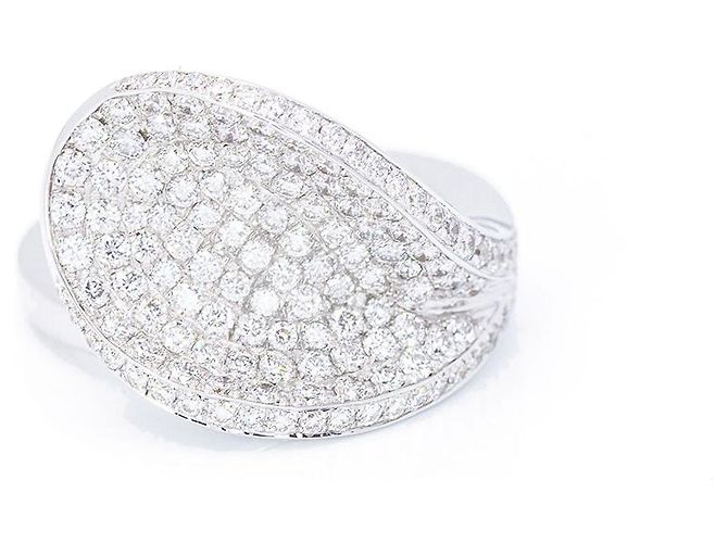 Autre Marque Weißgoldring mit Diamant-Pavé - Ansicht 2
