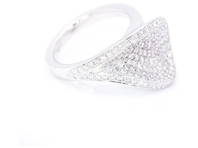 Autre Marque Weißgoldring mit Diamant-Pavé - Ansicht 4
