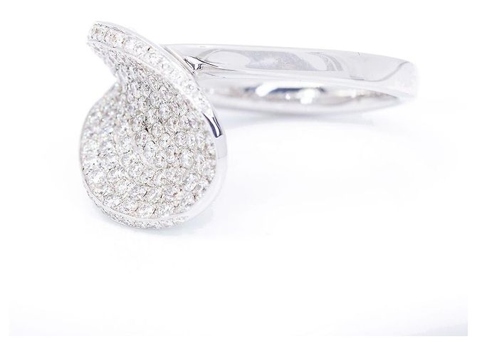 Autre Marque Weißgoldring mit Diamant-Pavé - Ansicht 5