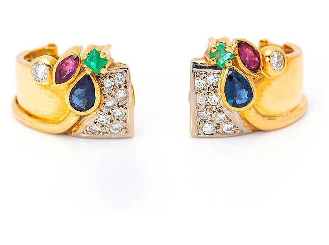 Autre Marque Pendientes en Oro y Gemas Dorado - vista 2