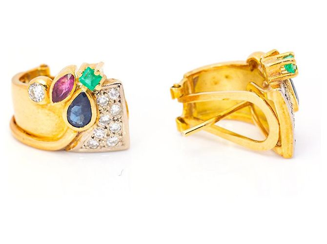 Autre Marque Pendientes en Oro y Gemas Dorado - vista 3