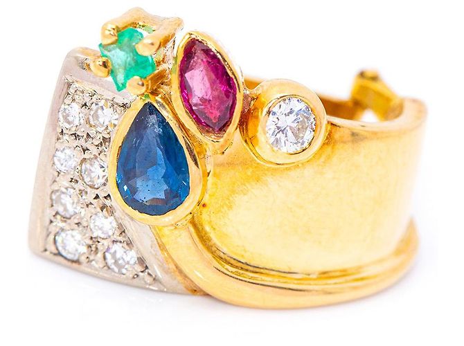 Autre Marque Pendientes en Oro y Gemas Dorado - vista 4