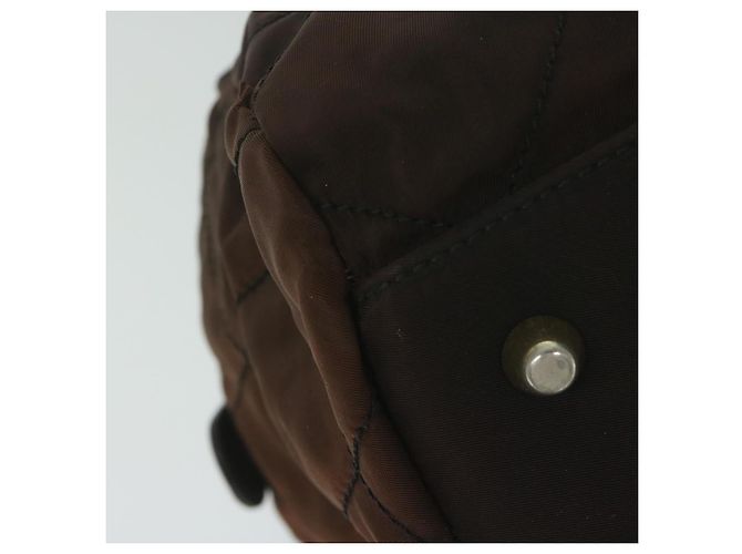 Borsa Boston PRADA in nylon con catena, marrone e oro, autentica bs10311 D'oro - vista 11
