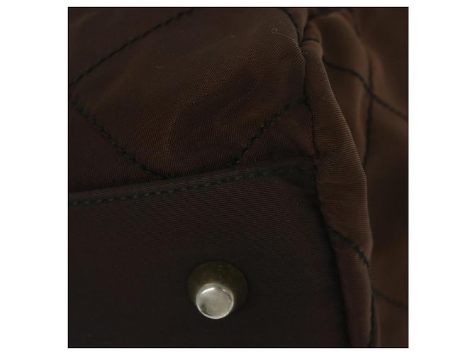 Borsa Boston PRADA in nylon con catena, marrone e oro, autentica bs10311 D'oro - vista 12