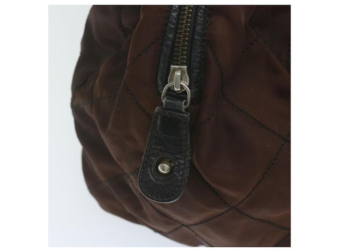 Borsa Boston PRADA in nylon con catena, marrone e oro, autentica bs10311 D'oro - vista 15