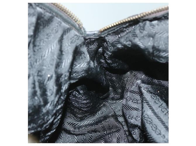 Borsa Boston PRADA in nylon con catena, marrone e oro, autentica bs10311 D'oro - vista 18