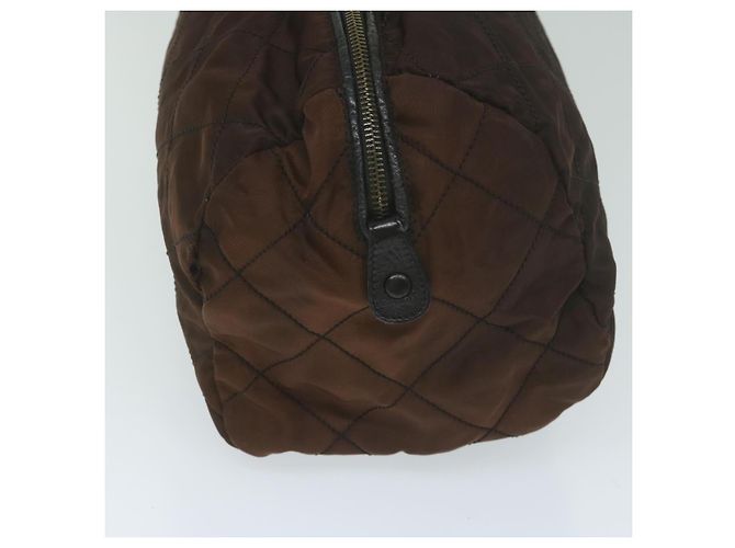 Borsa Boston PRADA in nylon con catena, marrone e oro, autentica bs10311 D'oro - vista 4