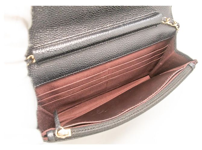Wallet On Chain CHANEL Portafoglio con caviale su catena WOC Borsa a tracolla nera con tracolla Nero - vista 10