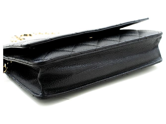 Wallet On Chain CHANEL Portafoglio con caviale su catena WOC Borsa a tracolla nera con tracolla Nero - vista 4