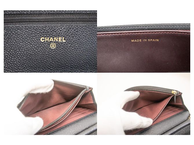 Wallet On Chain CHANEL Portafoglio con caviale su catena WOC Borsa a tracolla nera con tracolla Nero - vista 8