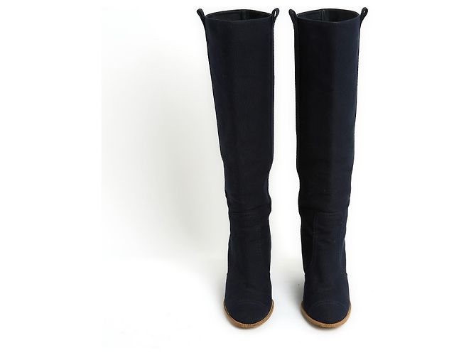 Chanel Stivali con zeppa in denim blu scuro EU39 Blu navy - vista 3