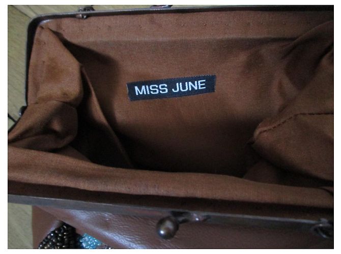 Miss June Lederbeutel,Gestickte Perlen. Kamel - Ansicht 5