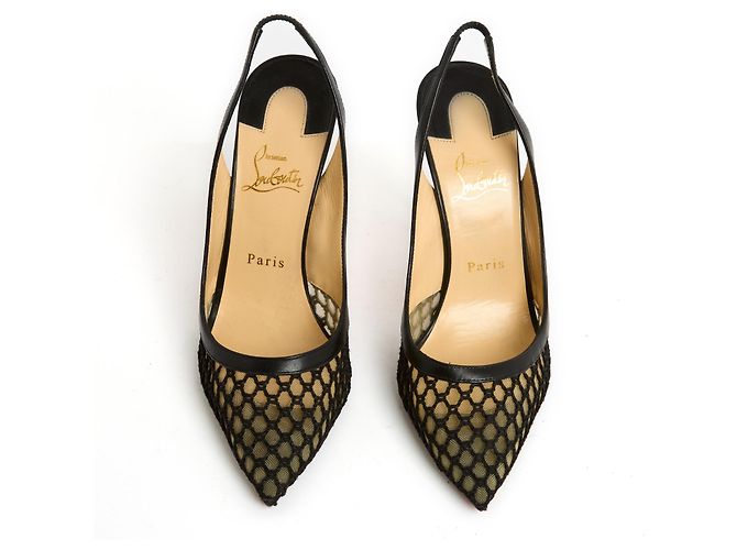 Christian Louboutin Décolleté Sling Nero Net Kate EU39 - vista 2