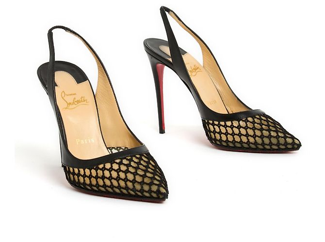 Christian Louboutin Décolleté Sling Nero Net Kate EU39 - vista 3