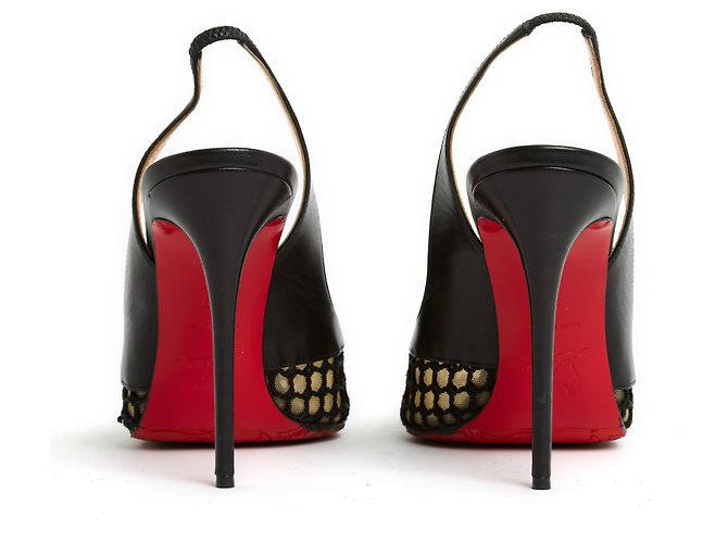 Christian Louboutin Décolleté Sling Nero Net Kate EU39 - vista 4