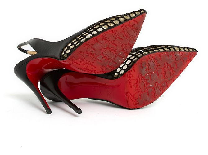 Christian Louboutin Décolleté Sling Nero Net Kate EU39 - vista 5