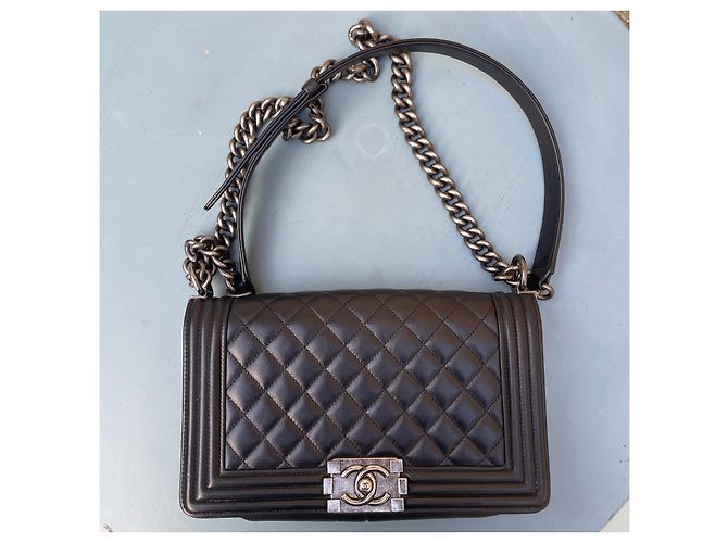 Borsa a mano Chanel Boy in pelle nera Nero - vista 7