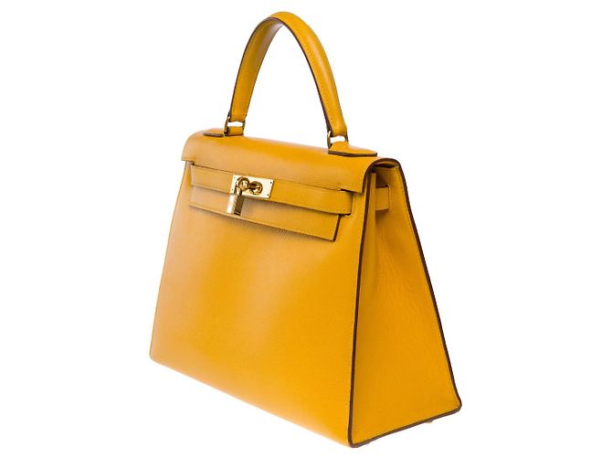 Hermès Borsa Hermes Kelly 28 in Pelle Gialla - 101223 Giallo - vista 2