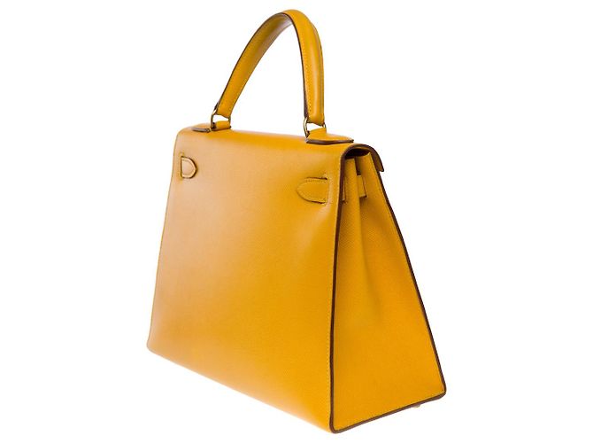 Hermès Borsa Hermes Kelly 28 in Pelle Gialla - 101223 Giallo - vista 3