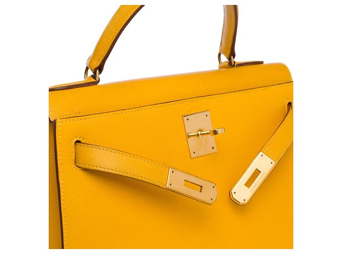 Hermès Borsa Hermes Kelly 28 in Pelle Gialla - 101223 Giallo - vista 5