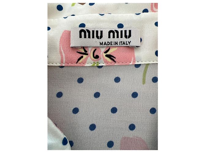 Conjunto Miu Miu de seda com estampa de bolinhas e shorts Multicor - vista 3