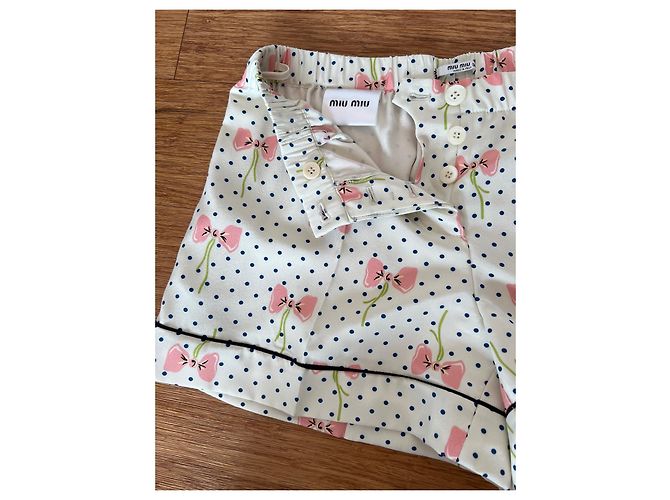Conjunto Miu Miu de seda com estampa de bolinhas e shorts Multicor - vista 7