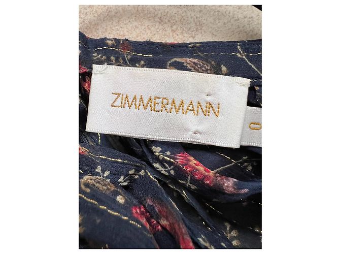 Zimmermann Seidenbluse Blau Bedruckt Dreiviertelärmel Dunkelblau - Ansicht 4
