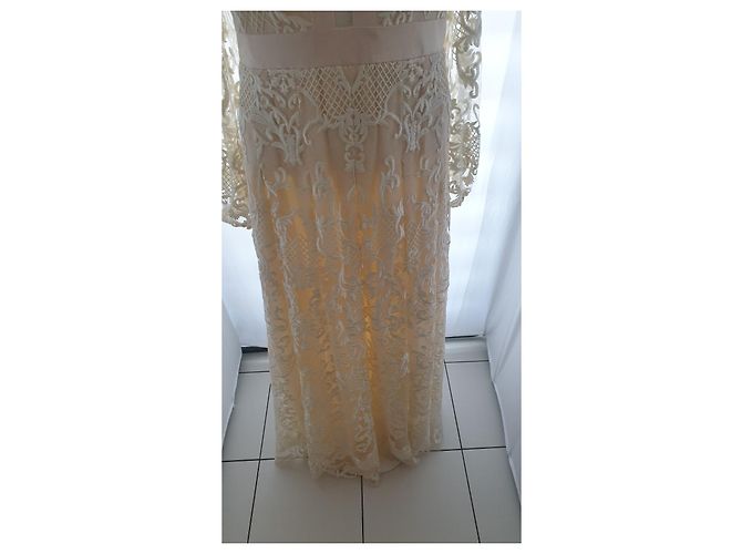 Autre Marque Couturissimo Spitzenkleid Creme - Ansicht 9
