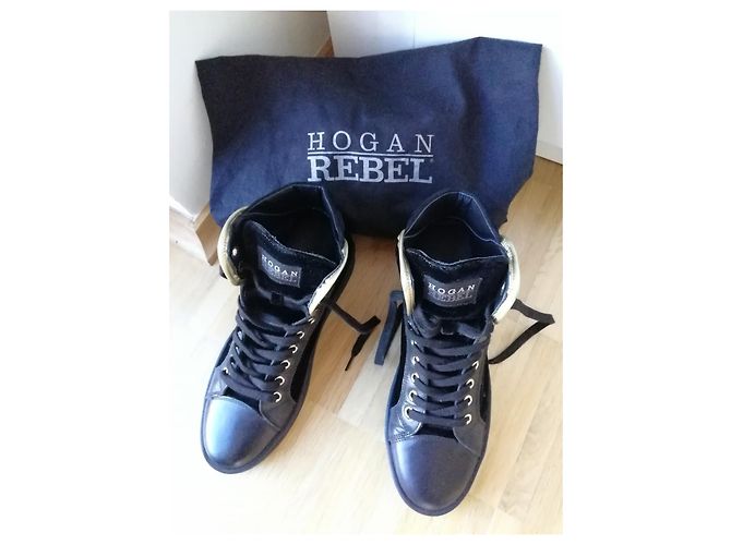 Stivali Hogan in velluto nero con ricami metallici - vista 3