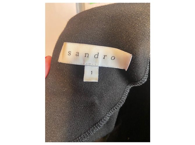 Abito nero Sandro con inserti in pelle - vista 10