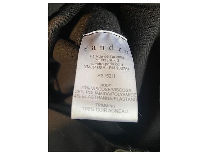 Abito nero Sandro con inserti in pelle - vista 11
