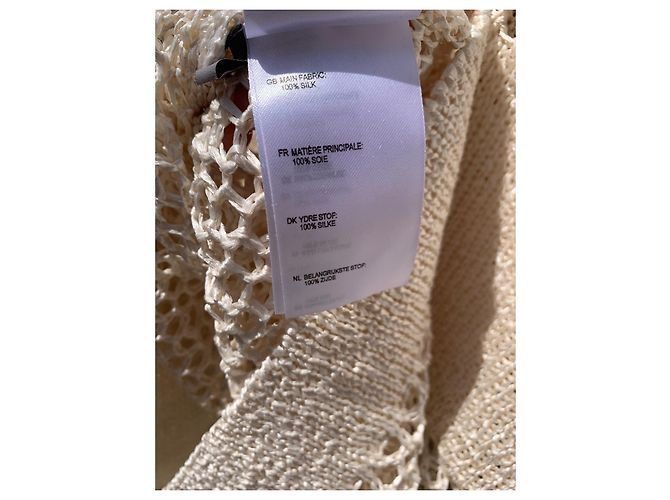 Top de seda Mulberry Crema Crudo - vista 5