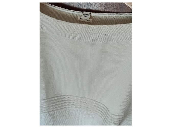 Jersey Hermès Malha Blanco Seda Algodón Lana - vista 5
