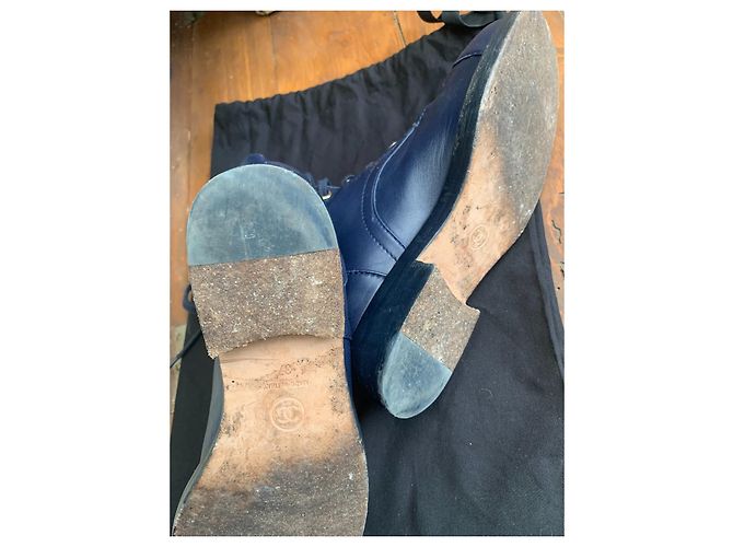 Chanel lace-up leather ankle boot 37 Navy blue - view 10