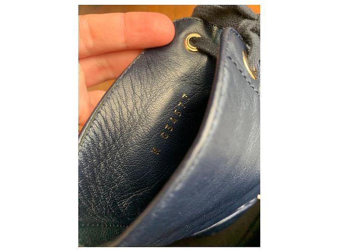 Chanel lace-up leather ankle boot 37 Navy blue - view 9