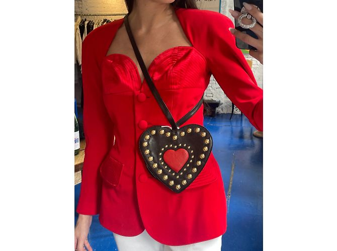 90Borsa a cuore borchiata Moschino da s Nero - vista 3