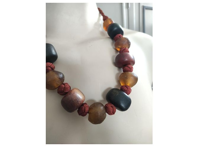 Collana Yves Saint Laurent in Legno e Ambra Multicolore - vista 3