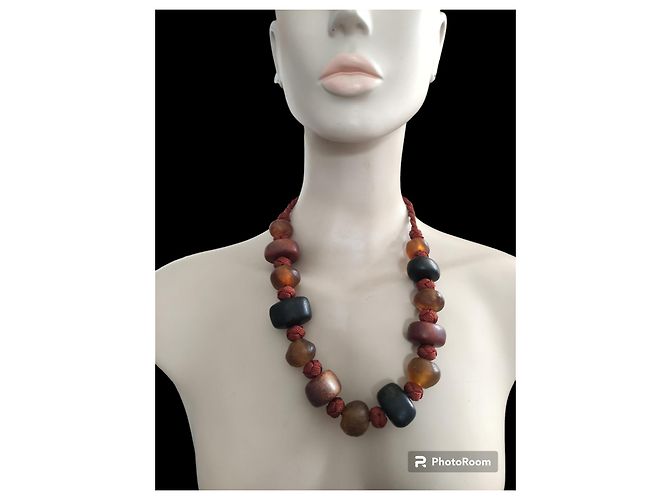 Collana Yves Saint Laurent in Legno e Ambra Multicolore - vista 4