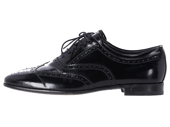 Brogue stringate Prada in pelle verniciata nera - vista 2