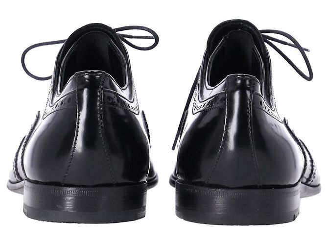 Brogue stringate Prada in pelle verniciata nera - vista 4