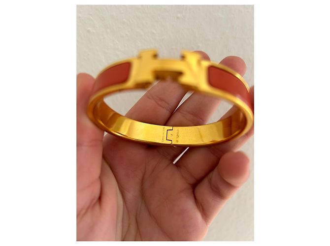 Bracciale Hermès Clic H argento arancione - vista 3