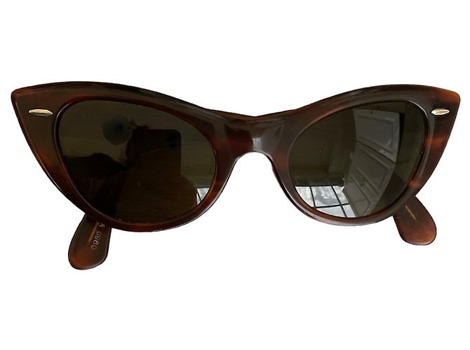 Ray-Ban Gafas de sol Ray Ban fabricadas en EE. UU. 60/70cuerno Castaño Caramelo - vista 8