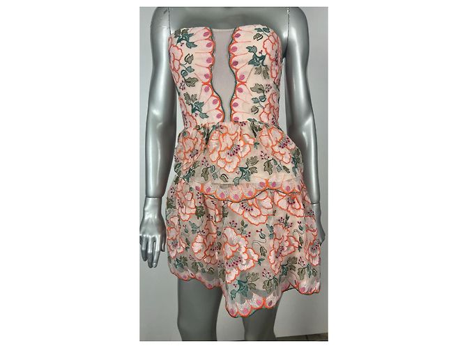 Bcbg Max Azria Giuliana Besticktes Trägerloses Kleid Rosa Pink - Ansicht 7