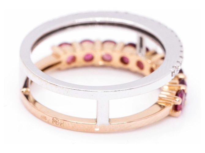 Autre Marque Anello con tormalina e diamanti. Bianco Rosso D'oro - vista 2
