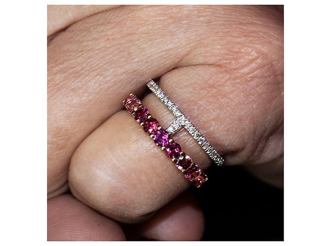 Autre Marque Anello con tormalina e diamanti. Bianco Rosso D'oro - vista 5